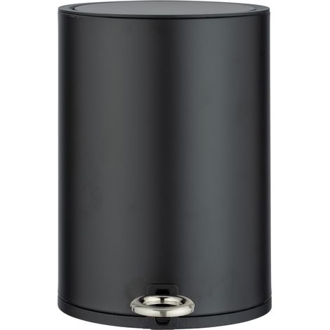 WENKO Kosmetik Treteimer Monza Easy Close Schwarz matt, Mattiert, 3 Liter, Schwarz, Stahl schwarz, Kunststoff (ABS) schwarz, Polypropylen schwarz (1/5)