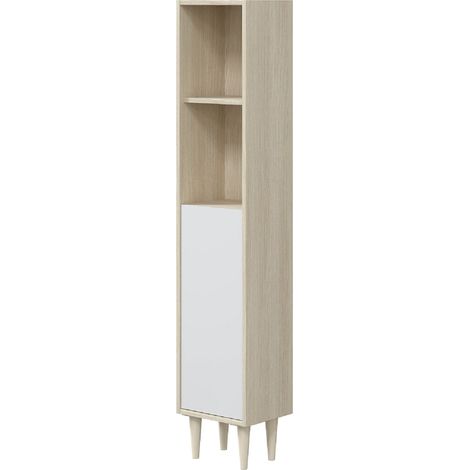 Colonne en panneaux de particules agglomérés mélaminés coloris chêne - Longueur 30 x Profondeur 25 x Hauteur 150 cm -PEGANE- (1/5)