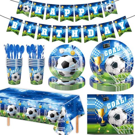 76 pièces, vaisselle jetable football Coupe du Monde 2026, assiettes 7" et 9", gobelets, serviettes, nappe, couverts, décoration fête sportive