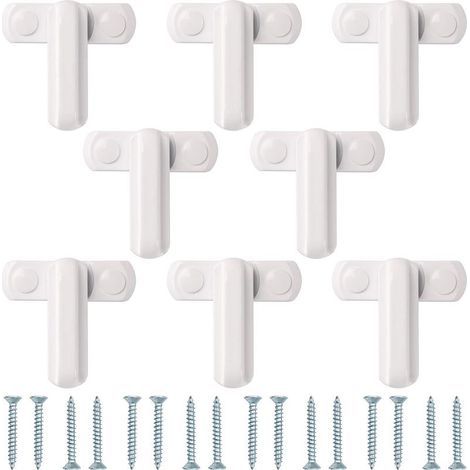 8pcs Sash Jammer Strong Alliage De Zinc Alliage De Sécurité Supplémentaire Serrures Sash Blocker Jammer Pour Diverses Portes Upvc/Pvc Et Windows Et Sécurité À La Maison-Blanc (1/4)