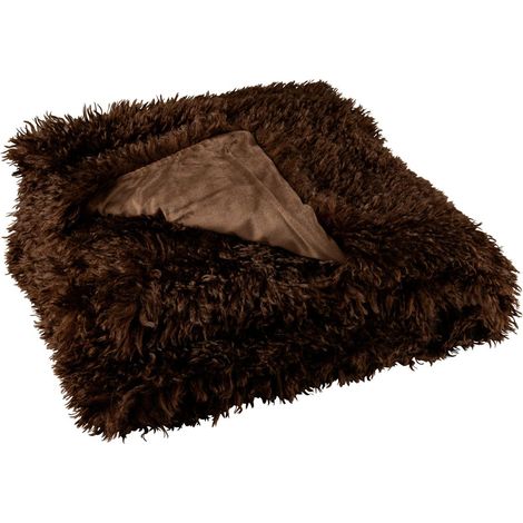 Plaid Imitation Fourrure "Moutie" 130x180cm Marron Foncé (1/4)