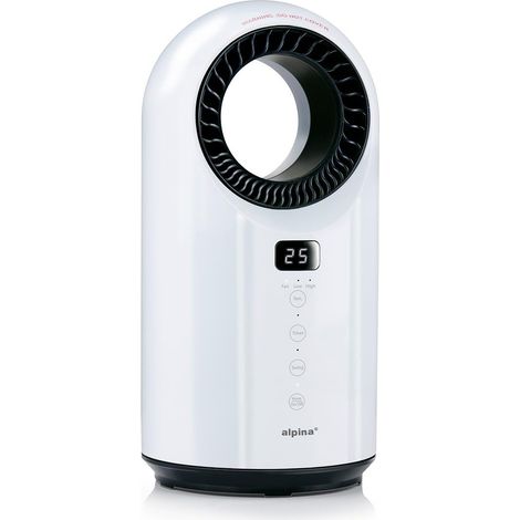Chauffage Électrique et Ventilateur 1500W avec Minuterie, Télécommande, Oscillation, Fonction de Refroidissement - 18x18x37 cm, Blanc (1/5)
