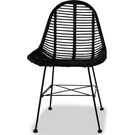 Lot de 4 chaises de salle à manger cuisine noir Rotin naturel CDS021793
