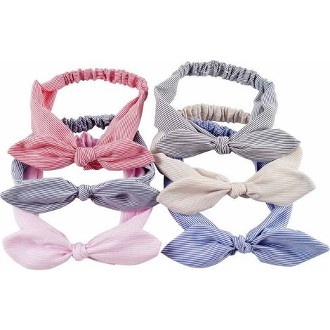 TrAdE Shop Traesio - Fascia Elastica 2 Pezzi Righe Annodata Fiocco Retro Ferma Capelli Accessori -