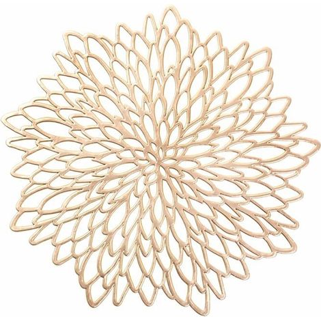 Lot de 6 sets de table ronds en PVC, lavables et résistants à la chaleur,pour table de cuisine,centre de table de mariage,or foncé (1/4)