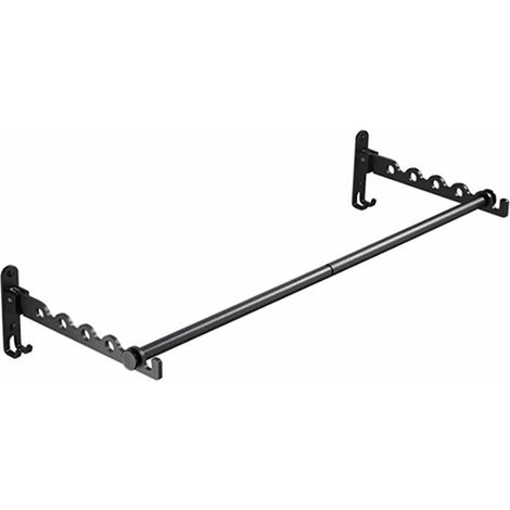 Portant mural pliable en métal noir, 80 cm, pour vêtements et séchage, chambre, salle de bain – DELKEVIC (1/5)