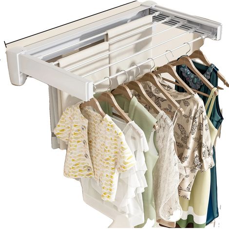Séchoir à linge rétractable, porte-serviettes pliable, rangement compact, 70CM 5 pôles, L-a (1/2)