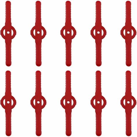 YMYNY Kunststoff-Trimmerklingen, 10 Stück Kunststoff-Schneidklingen als Ersatz für kabelloses Rasentrimmer-Werkzeugset, Kunststoff-Rasenmäher-Schneidklingen (rot)
