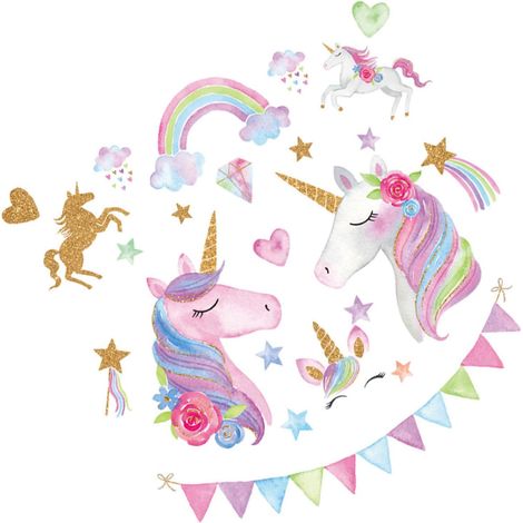 Stickers muraux licorne en PVC BESPORTBLE pour chambre d (1/5)