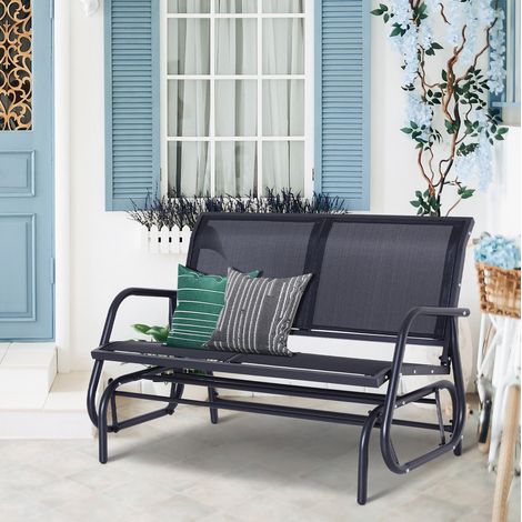 seduta divano 120x70x85 da giardino a dondolo nero HAVRYA (1/5)