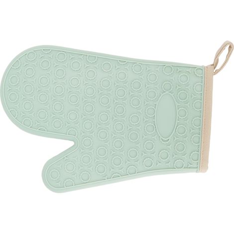 Gant de cuisine en silicone résistant à la chaleur, imperméable et antidérapant avec doublure en coton - Vert (1/5)
