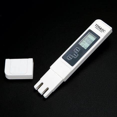 3-in-1 Digitaler Wassertester – TDS, EC & Temperatur für Trinkwasser, Aquarium, Schwimmbad, Spa – Tragbares Wasserqualitätsmessgerät mit LCD-Bildschirm, weißes ABS (1/5)