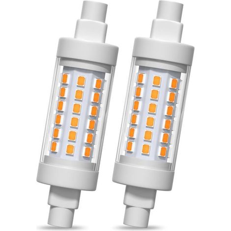 Ampoule R7S LED 78mm Dimmable, 10W R7S Ampoules LED COB, R7S LED 78mm Haute Lumière Blanc Chaud 3000K, Pack de 2 (1/4)