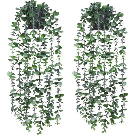Deux plantes araignées artificielles, petits eucalyptus artificiels, plantes grimpantes, plantes en pot, idéales pour la maison, l'intérieur et l'extérieur, et le bureau. Eucalyptus-2 (1/5)