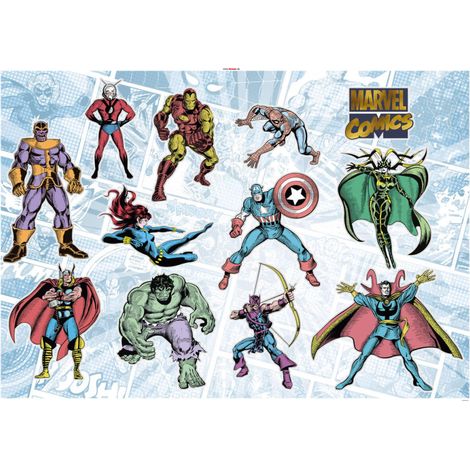 Stickers Muraux Marvel - tout les personnage de marvel en version rétro - 50x70 cm (1/2)
