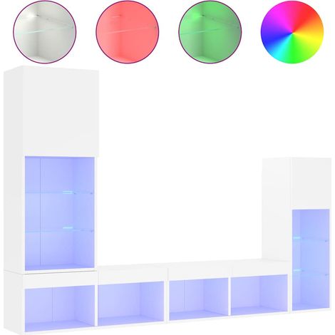 Maison Exclusive - 4-tlg. Wohnwand mit LED-Beleuchtung Weiß Holzw
