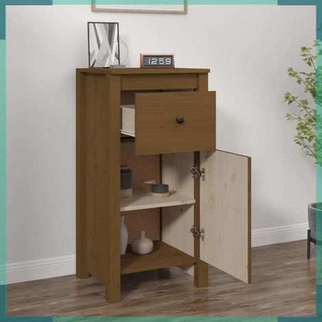Buffet - 813760 - Bois de pin massif - Marron miel - 40 x 35 x 80 cm (1/5)