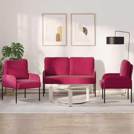 Sofagarnituren 3 pcs Weinrot 115 x 56 x 80 cm Sperrholz