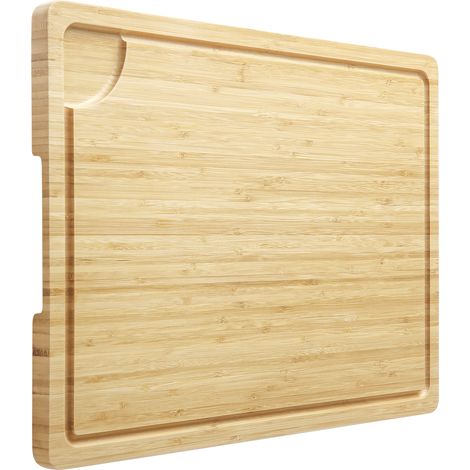 Planche à découper en bambou robuste – grand taille avec poignées et rigole à jus – Double face pour viande, légumes, fromage, planche à découper maison – 50,8x35,6x2cm (1/5)