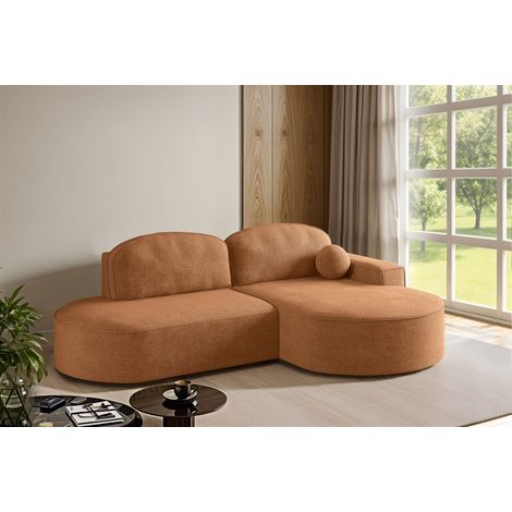 Ecksofa Schlafsofa Sofa GIRONA Stoff Arena Rostbraun Ottomane Rechts (1/5)
