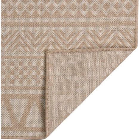 Tapis à tissage plat d'extérieur 160x230 cm Rayures brunes CFW33417 (1/5)