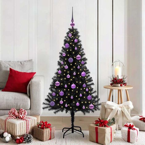 Weihnachtsbaum mit 150 LEDs mit Ständer Schwarz 150 cm PVC