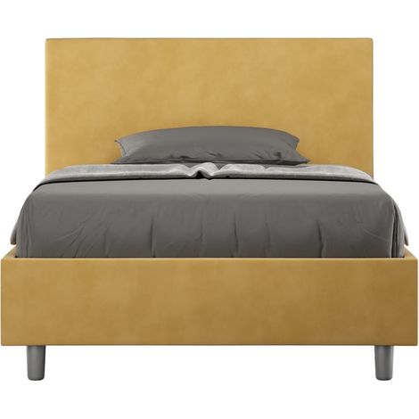 Letto Singolo 80x190 cm con Rete e Contenitore Adele Ocra (1/4)
