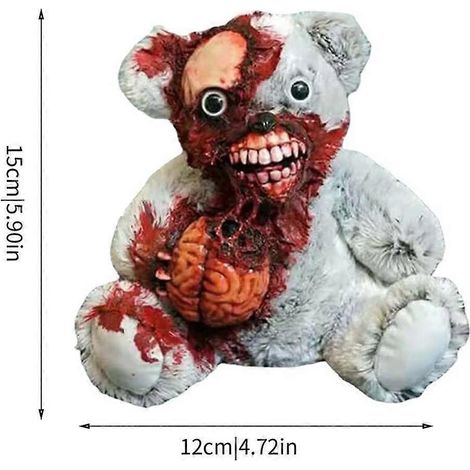 Halloween : ours en peluche ensanglanté, ambiance sanglante, décor terrifiant pour salon, festival d'horreur, fête dans le jardin, accessoires en résine (1/5)