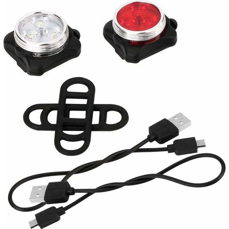 Phare Lampe LED de Vélo, Imperméable Antichoc Vélo Rechargeable Arrière Inclut USB Câble, 4 Modes de Luminosité, pour Éclairage Extérieur(Coquille Noire lumière Rouge) (1/5)