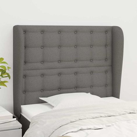 vidaXL Tête de lit avec oreilles Gris foncé 93x23x118/128 cm Tissu (1/5)