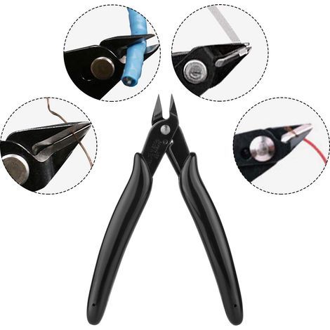 Alicates de corte lateral, alicates de corte electrónico, alicates de corte diagonal de precisión para alambre, joyería, bricolaje - negro (1/5)
