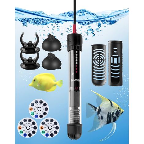 Chauffage Aquarium 25W - 1 Pièce - Verre Quartz - Thermostat 20-34°C - Poissons Tortues - 19,5cm (1/5)