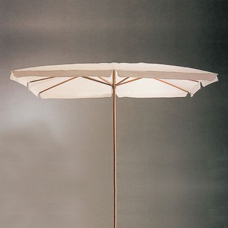 Parasol avec structure en bois a' 8 lattes et plateau en polyester blanc 3x4 me'tres pour jardin exte'rieur
