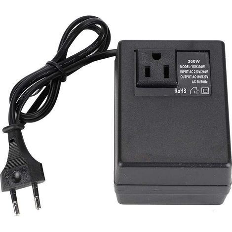 Convertisseur de Prise UE, Adaptateur de Prise de Voyage, convertisseur de Tension de transformateur de Puissance Noir 300W AC 220V à 110V Adaptateur de Prise UE(UE) (1/5)
