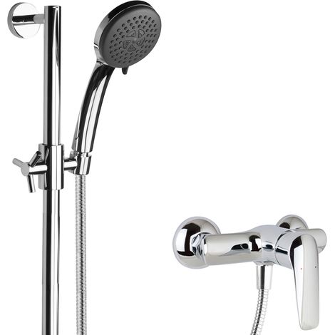 Système de douche PaulGurkes avec robinet mural, barre de douche, et robinet à croix de 160 cm