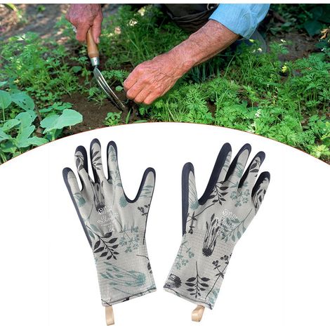 Paire de gants longs pour femme, antidérapants, imperméables et anti-perforation, pour le jardinage (bleu, L) (1/5)