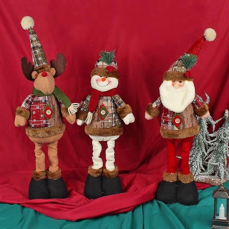 Yihong grenzüberschreitende Weihnachts-Teleskoppuppen-Fensterdekoration Weihnachtsmann Schneemann stehende Puppe ho
