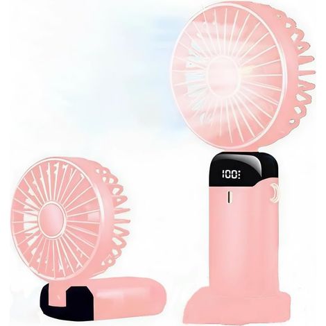 Ventilateur portable, autonomie de 12 heures, version améliorée avec batterie de 3200 mAh, équipé d'un écran LED, 5 vitesses de ventilation, petit ventilateur 3 en 1 à utiliser à la main, autour du co (1/5)