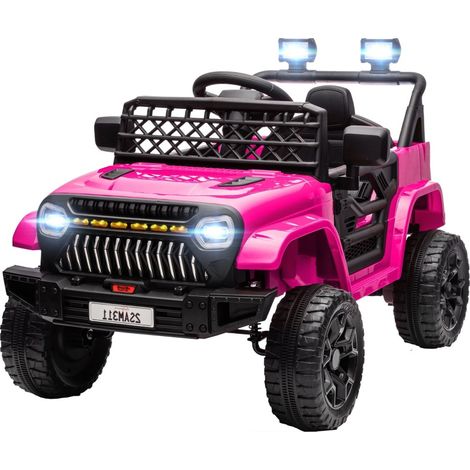 Coche eléctrico infantil 12 V con mando parental 2,4 GHz, música y luces LED para 3-8 años, doble motor, 95 x 62,5 x 65 cm, rosa (1/5)