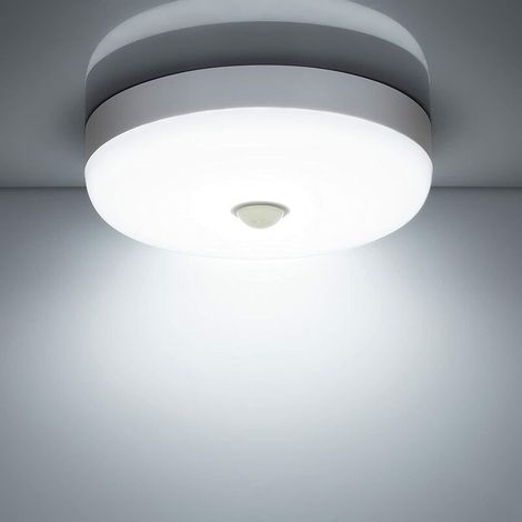 Plafonnier LED Detecteur de Mouvement 12W 1500LM 6500K Blanc Froid IP56 Étanche Rond Lampe Plafond LED pour Exterieur Intérieur Escalier Salle de Bains Garage Couloir [Classe énergétique E], (1/5)