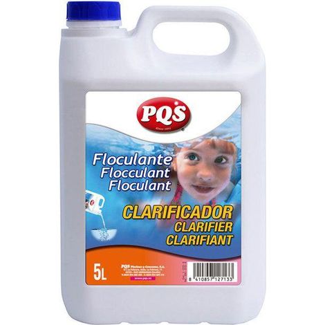 FPLUS floculante liquido 5lt.pqs , Clarifica el agua al unir las partículas en suspensión formando otras de mayor tamaño que se depositarán en el fondo de la piscina o serán captur