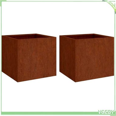 Jardinière / bac à fleurs - FAFEICY - Jardinière surélevée - Acier corten - 49x47x46 cm - Pack de 2 (1/5)
