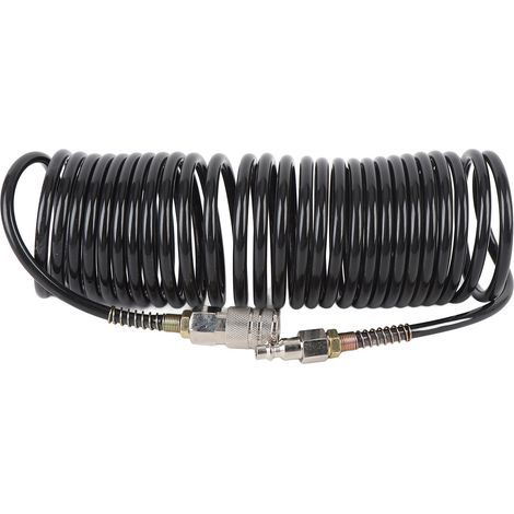 Manguera flexible de aire comprimido de 1/4 de pulgada x 5 m, en espiral, de cobre PE, resistente a las torceduras, para herramientas neumáticas. (1/5)