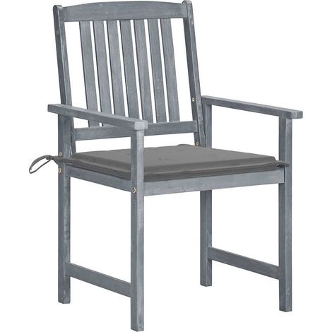 Lot de 6 Chaises de jardin et coussins - Chaises d'extérieur Bois acacia massif Gris (1/5)