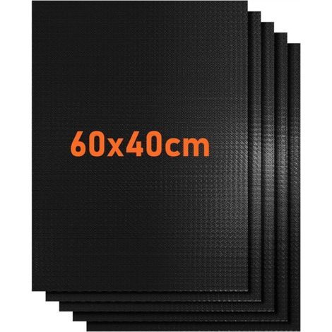 BBQ Cooking Mat 40 x 60 cm, 5 Pieces Gas/Electric/Charcoal BBQ Oven Mat Non-Stick Teflon Oven Mat, Reusable, Easy Cleaning and Non-Stick, Can Be Cut (1/5)