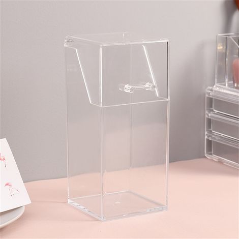 Porte-pinceaux de maquillage transparent en acrylique à couvercle rabattable, anti-poussière, porte-crayons à sourcils, boîte de rangement pour crayons à sourcils, boîte à maquillage carrée nacrée, tu (1/5)