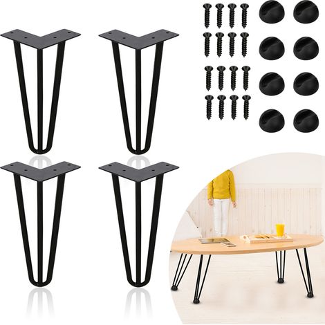 Randaco Set di 4 gambe a forcina gambe a forcina telaio del tavolo tavolo corridori gambe tavolo da pranzo Harpins gamba del tavolo 3 puntoni nero - 20 cm