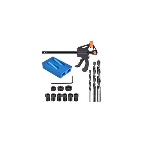 15pcs Gabarit de percage oblique pour bois - Guide 15° pour positionnement de trous de 6/8/10mm, outil de menuiserie essentiel