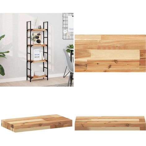 Étagère flottante 60x20x4 cm acacia massif finition à l'huile - Etagere Murale - Étagère Flottante - Meuble Décoratif - Rangement Mural - Bibliothèque Murale - Home & Living (1/5)