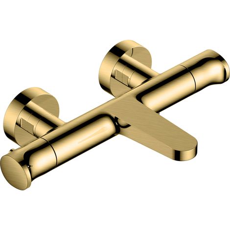 RAK Brushed Gold Wall Mounted Exposed Thermostatic Bath Shower Mixer Tap - RAKITA3009G (1/2)